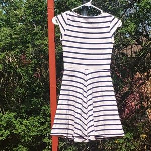 White and dark blue Striped Dress